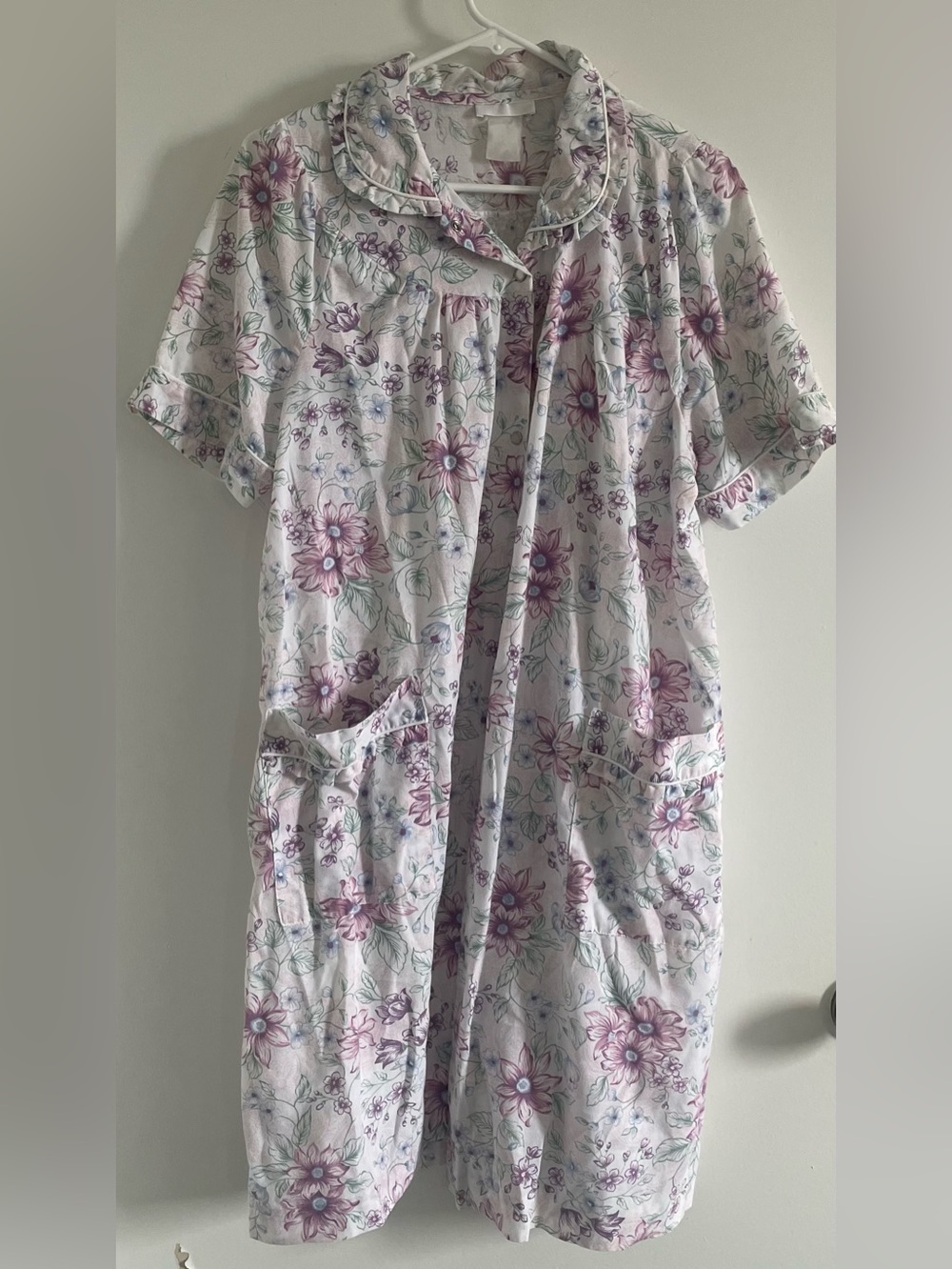 Floral VTG Button-Up Pajamas Purple Green Cottagecore Grandmacore Loungewear